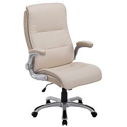 Decoshop26 Fauteuil de bureau sur roulettes confortable hauteur réglable en PVC crème et plastique 10_0002408