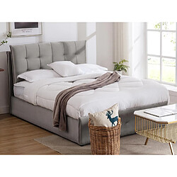 Vente-Unique Lit coffre 160 x 200 cm - Velours - Gris clair + Matelas - OLERIA