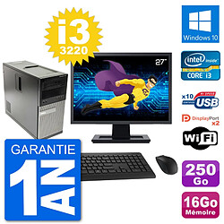 PC Tour Dell 7010 Ecran 27" Intel i3-3220 RAM 16Go Disque 250Go Windows 10 Wifi - Occasion