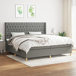 vidaXL Sommier à lattes de lit avec matelas Gris foncé 200x200cm Tissu