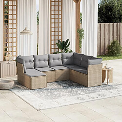 Maison Chic Ensemble à manger d'extérieur 7 pcs avec coussins,Salon de jardin,Mobilier de jardin mélange beige résine tressée -GKD153101