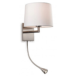 Luminaire Center Applique Grand avec liseuse, acier brossé Coloris : Crème Matèriau : Acier brosséHauteur en Cm : 53Largeur en Cm : 21.5Profondeur en Cm : 27Nombre d'ampoules : 1 + 1Type d'ampoules : E27 + LEDPuissanc