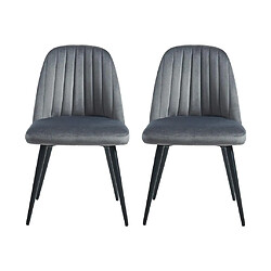 Avis Vente-Unique Lot de 2 chaises en velours et métal noir - Gris - ELEANA