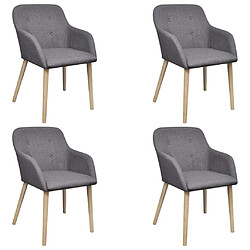 Decoshop26 Lot de 4 chaises de salle à manger cuisine gris clair tissu et chêne massif CDS021528 