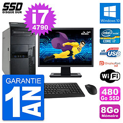 PC Tour Lenovo M93p Ecran 22" Intel i7-4790 RAM 8Go SSD 480Go Windows 10 Wifi - Occasion