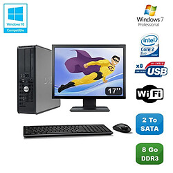 Lot PC DELL Optiplex 780 Sff E7500 2,93Ghz 8Go DDR3 2To WIFI Win 7 Pro + 17"""" - Occasion