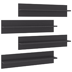 vidaXL Étagères murales 4 pcs gris brillant bois d'ingénierie