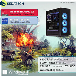 Sedatech PC Gaming • Intel i9-12900KF • RX 6600 • 64 Go RAM • 2To SSD M.2 • 3To HDD • Windows 11