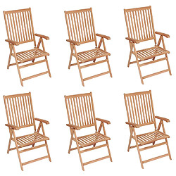 vidaXL Chaises inclinables de jardin lot de 6 Bois de teck solide