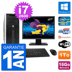 PC Tour HP Pro 6300 CMT Ecran 27" i7-2600 RAM 16Go Disque 1To Windows 10 Wifi · Occasion 