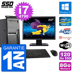 PC Tour Lenovo M83 Ecran 22" Intel i7-4790 RAM 8Go SSD 120Go Windows 10 Wifi - Occasion