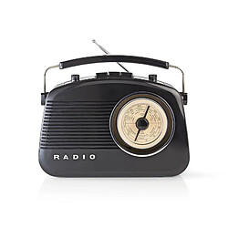 NEDIS Radio FM Radio FM - Conception de Table - AM/FM - Alimentation Secteur/Alimenté par Pile - Analogique - 4.5 W - Sortie Casque - Poignee de Transport - Ivoire Noir 1.65 m