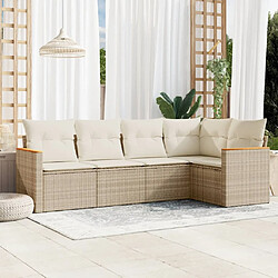 vidaXL Salon de jardin avec coussins 5 pcs beige résine tressée 