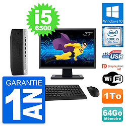 PC HP 600 G3 SFF Ecran 27" Intel i5-6500 RAM 64Go Disque Dur 1To Windows 10 Wifi · Occasion 