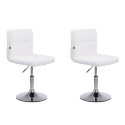 Decoshop26 Lot de 2 chaises de salle à manger style moderne et design en synthétique blanc hauteur réglable pivotant pieds en métal 10_0000227 