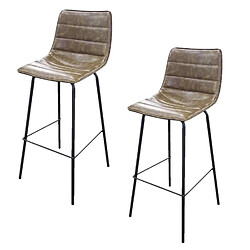 Toilinux Lot de 2 Tabourets de bar design industriel Brooklyn - Kaki Toilinux - Lot de 2 Tabourets de bar design industriel Brooklyn - Kaki - Industriel