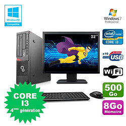 Lot PC Fujitsu E720 E85+ I3-4130 3.4GHz 8Go 500Go Graveur WIFI W7 + Ecran 22" - Occasion