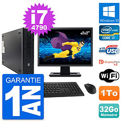 PC HP 600 G1 SFF Ecran 22" Intel i7-4790 RAM 32Go Disque Dur 1To Windows 10 Wifi · Occasion 