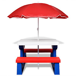 vidaXL Table et bancs de pique-nique avec parasol pour enfants