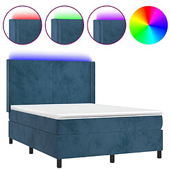 Maison Chic Lit adulte- Lit + matelas + LED,Sommier à lattes de lit matelas et LED Bleu foncé 140x190 cm -GKD56232