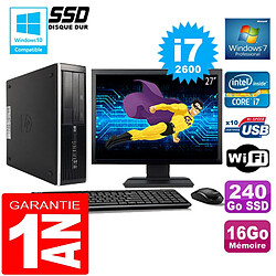 PC HP Compaq 8300 SFF Core I7-2600 Ram 16Go Disque 240 Go SSD Wifi W7 Ecran 27" · Occasion 