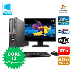 Lot PC Fujitsu E720 E85+ I3-4130 3.4GHz 4Go 2000Go Graveur WIFI W7 + Ecran 22" - Occasion