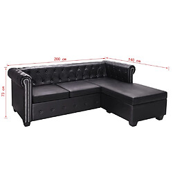 vidaXL Canapé Chesterfield en forme de L cuir synthétique noir pas cher