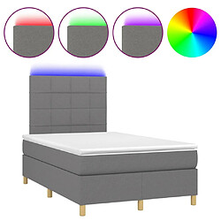 Maison Chic Lit adulte- Lit + matelas + LED,Sommier à lattes de lit matelas LED gris foncé 120x190 cm tissu -GKD79420