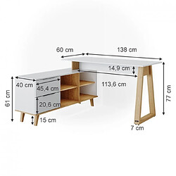 Mpc Bureau blanc / chêne 138 x 77 x 60 cm ( LxHxP)