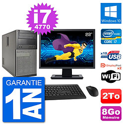 PC Tour Dell 7020 Ecran 22" Intel i7-4770 RAM 8Go Disque 2To Windows 10 Wifi · Occasion 