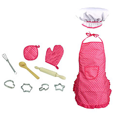 11 pièces enfant chef rôle semblant jouer jouet tablier gant cuisine kit d'ustensiles