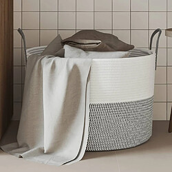 vidaXL Panier de rangement gris et blanc Ø51x33 cm coton 