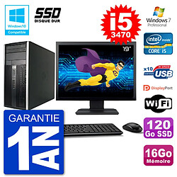 PC HP 6300 MT Ecran 19" Core i5-3470 RAM 16Go SSD 120Go Graveur DVD Wifi W7 · Occasion 