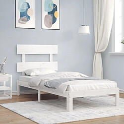 Maison Chic Cadre/structure de lit avec tête de lit pour adulte - Lit Moderne Chambre blanc simple bois massif -MN56681