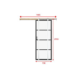 Acheter Vente-Unique Porte coulissante avec système à galandage - aluminium et verre trempé dépoli - H205 x L73 cm - SINCA II