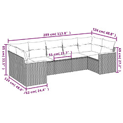 vidaXL Salon de jardin avec coussins 7 pcs gris résine tressée pas cher