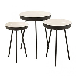 Inside 75 Lot de 3 tables d'appoint Noir / Blanc