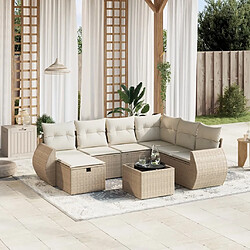 vidaXL Salon de jardin avec coussins 8 pcs beige résine tressée