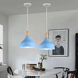 Stoex Lampe À Suspension Moderne Nordique Plafonnier D'Intérieur Lustre Minimaliste Abat-Jour en Métal, Bleu Pour Chambre À Coucher, Cuisine, E27