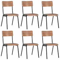 vidaXL Chaises à manger lot de 6 marron Contreplaqué