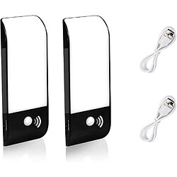 Universal Détecteur de mouvement LED, (2 paquets) bande lumineuse de nuit [ 12 LEDs ] bande magnétique pour allumage/éteinture automatique, placard rechargeable USB, chambre d'enfant, hall, chambre à coucher, cuisine, vestiaire, garage, (noir)