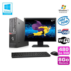 Lot PC Fujitsu E720 E85+ G3220 3GHz 8Go 480Go Graveur WIFI W7 + Ecran 17" · Occasion 