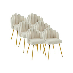 Lot de 6 chaises en tissu bouclette et métal doré - Crème - ALTINAM de Pascal MORABITO