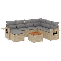 vidaXL Salon de jardin avec coussins 8 pcs beige résine tressée