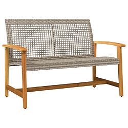 Maison Chic Banc de jardin | Banquette de jardin | Chaise Relax gris 112 cm résine tressée et bois d'acacia -MN67870