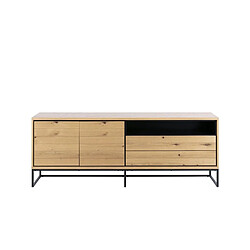 Mes Buffet 2 portes 2 tiroirs 197,8x45x75,8 cm naturel et noir - AZIO