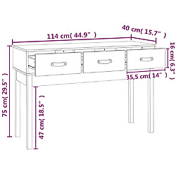 vidaXL Table console Blanc 114x40x75 cm Bois massif de pin pas cher