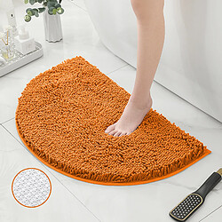 LUUCOZK Tapis de bain antidérapants absorbants à séchage rapide, tapis de décoration de salle de bain, fond TPR orange-Demi-cercle 40X60CM