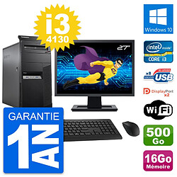 PC Tour Lenovo M83 Ecran 27" Intel i3-4130 RAM 16Go Disque 500Go Windows 10 Wifi - Occasion