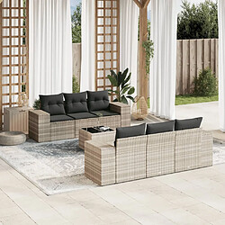 vidaXL Salon de jardin avec coussins 7 pcs gris clair résine tressée 